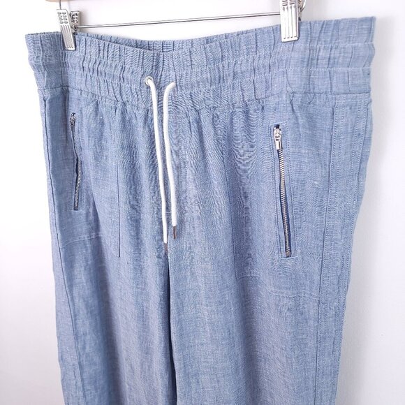Athleta Cabo Linen Wide Leg Pull On Pants size 14T Tall - Picture 2 of 6